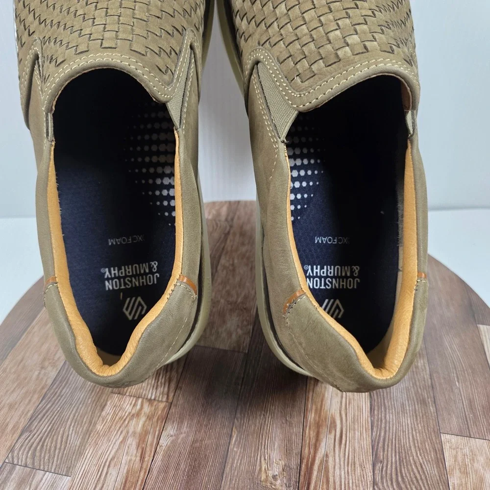 Johnston & Murphy McGuffey 2 Woven Slip On Sneaker Mens 13 Taupe Nubuck Casual